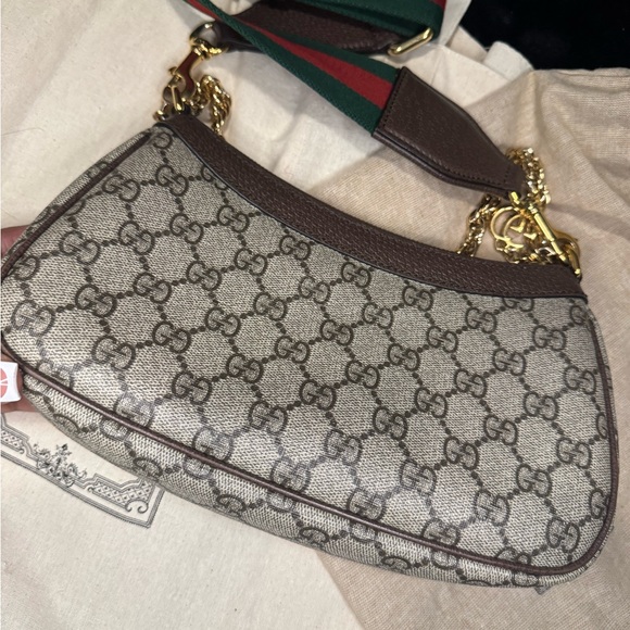 Gucci Beige and Brown Shoulder Bag with Gold Accents - Picture 6 of 16